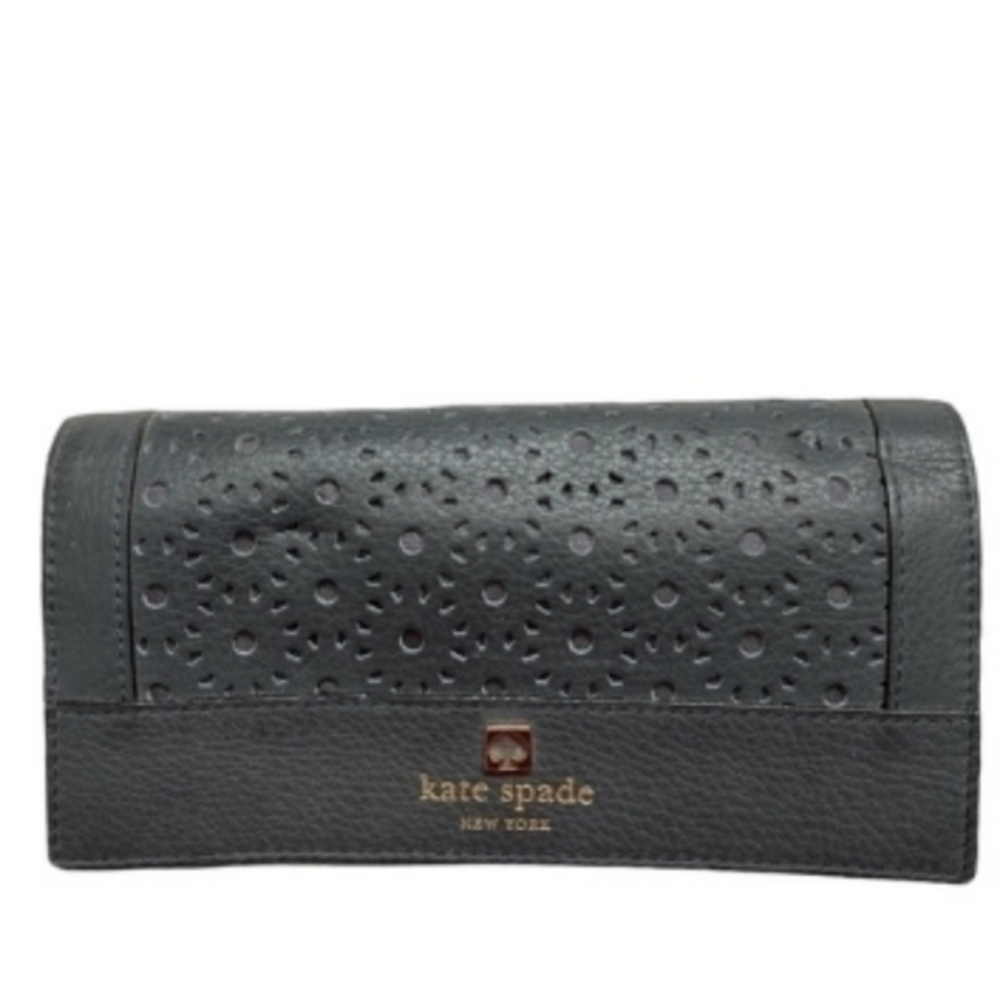 Kate spade black perforated leather wallet wristlet